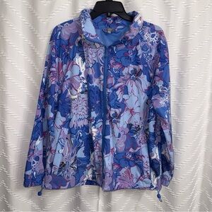 Talbots Women's Floral Blue and Purple Ski Jacket